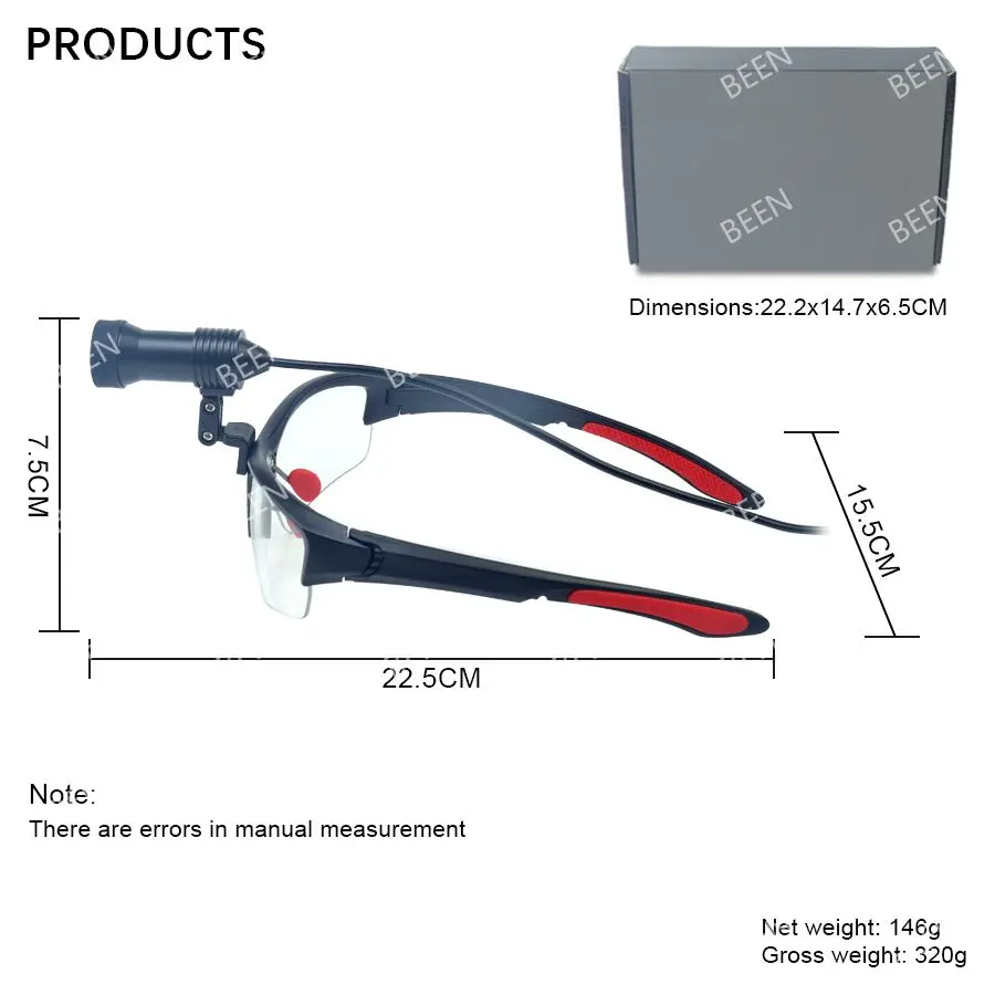BEEN Halo Surgical Headlights 5W Dental Head Mounted Eyewear Spotlight Goggles Filter Lenses Zipper Cloth Packaging Box