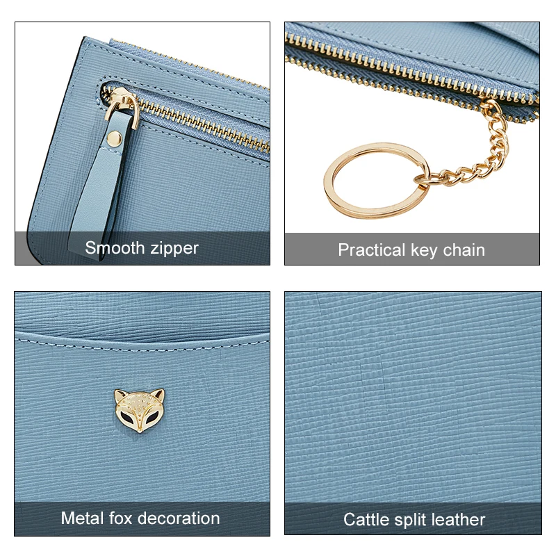 FOXER-tarjetero de PU para mujer, monedero de cuero sintético, Mini Paquete de dinero, elegante bolso de mano corto para mujer