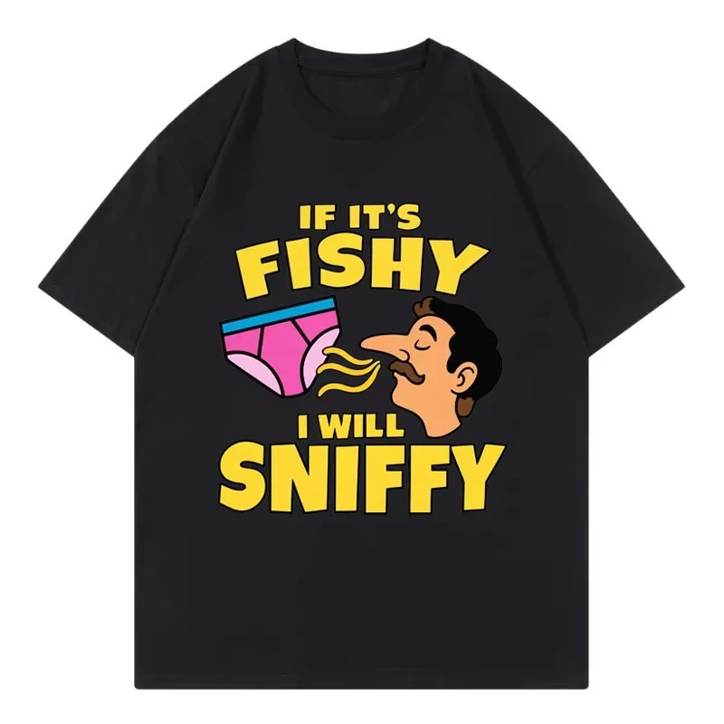2026 Cool If It's Fishy I Will Sniffy Funny Meme T-shirts Men Women Fashion Y2k Short Sleeve T Shirt Summer Ca