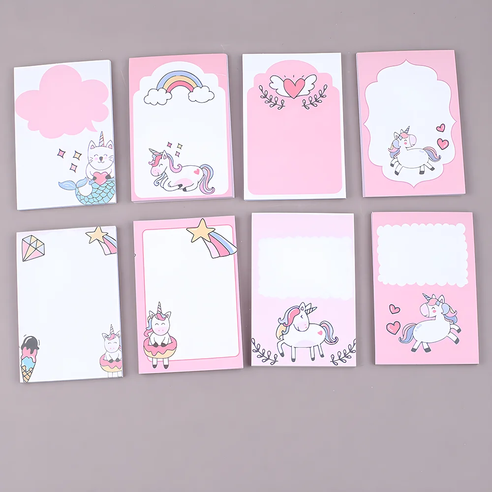 Novelty Rainbow Unicorn Non-Sticky Notes Cute Funny Memo Pad Notepad Cool Aesthetic Stationery Check List Index Tab Teacher Gift