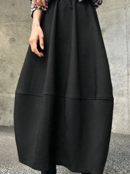 Thiened High Waist A-Line auf aped Wollrock Damen Herbst Winter Faion Pendeln Sle Baumwolle Polyester Füllung...