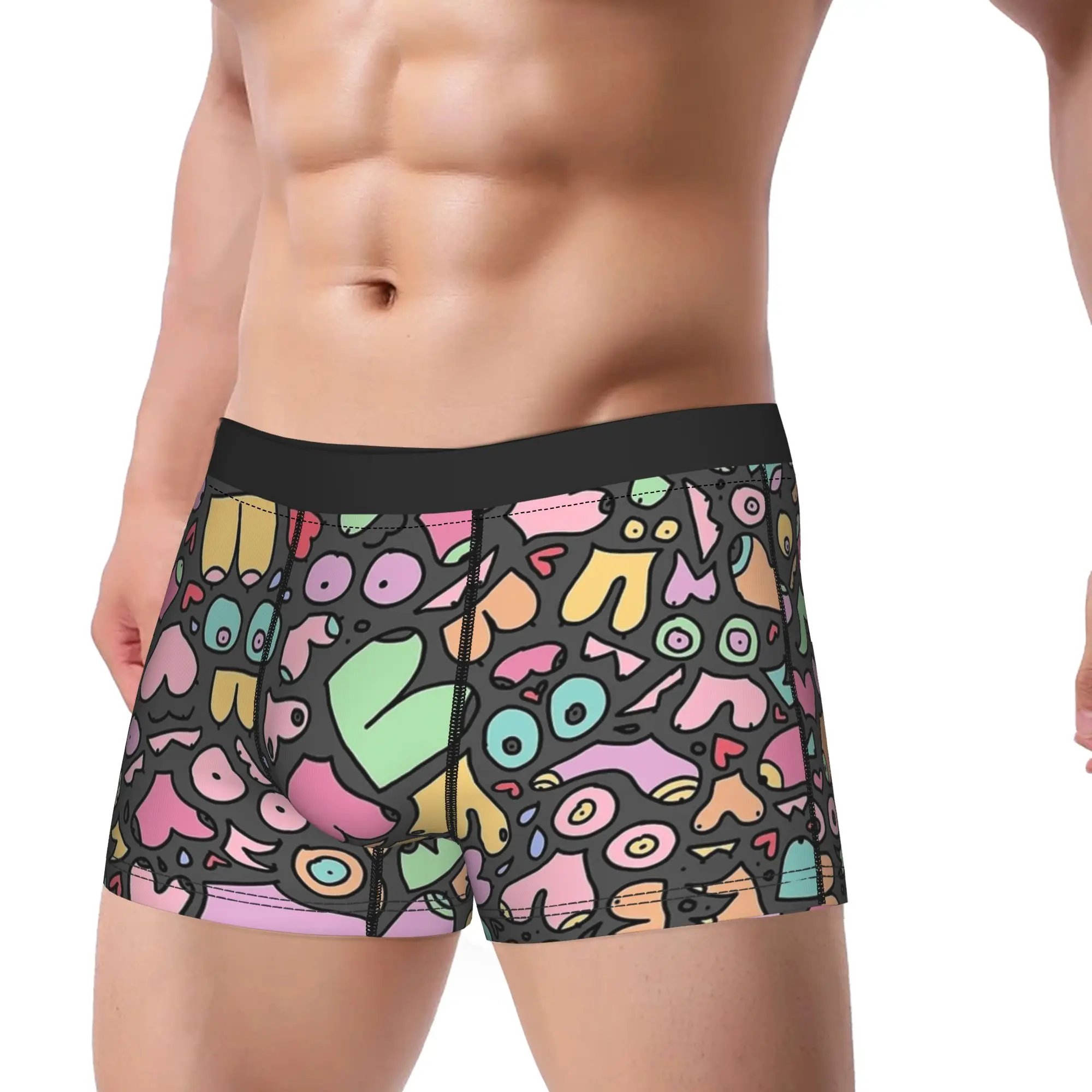 Tit land Boobs Print Underwear  Elastic Underpants Design Boxer Brief For Male 3D Pouch Oversize Boxershorts