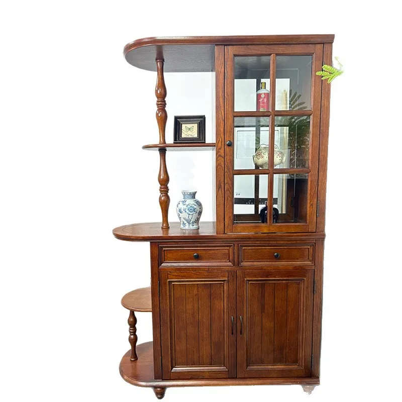 

White toon wood American solid wood entry living room entrance partition