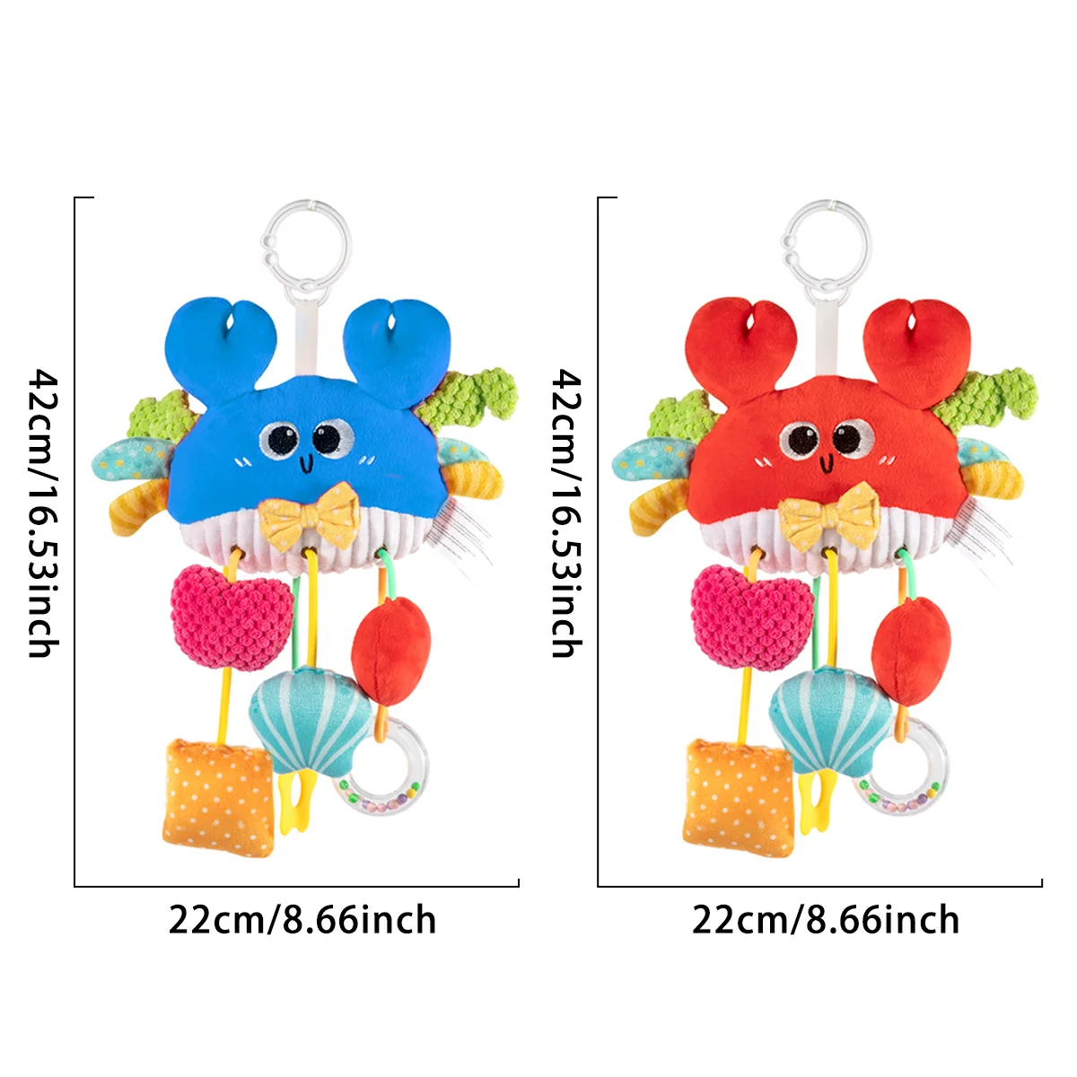 ألعاب مقعد السيارة للأطفال، لعبة سرطان البحر المعلقة مع مشبك وخشخيشات، لعبة مريحة للرضع، مثالية للنزهات، وقت البطن #2