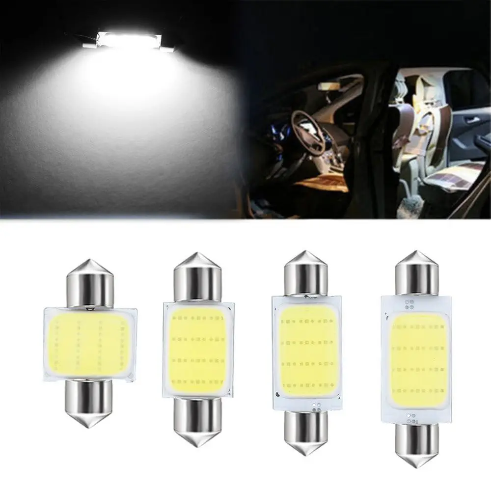 10Pcs Car-styling COB C5W Reading Bulb White 31/36/39/41mm Festoon Dome Bulb Car Interior Lamp Car Interior LED Lights