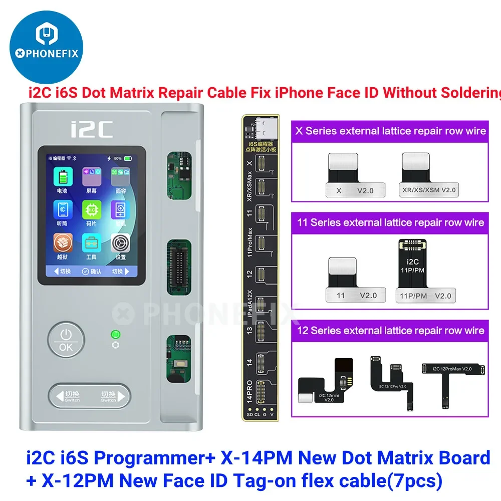 True Tone Fingerprint Dot Projetor, bateria, leitura e gravação programador, JCID i2C, i6S como JCID V1S JC V1SE, 6-15PM