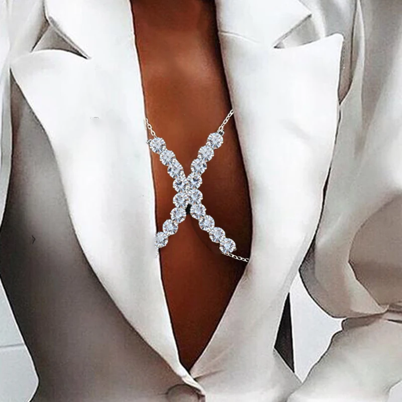 

Stonefans Chest Bracket Bras Chain Body Jewelry for Women Underwear Rhinestone New Body Chain Lingerie Harness Bikini Rave Party
