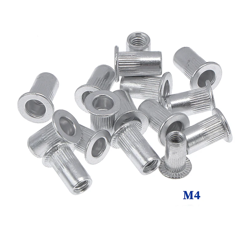 50/20pcs M3 M4 M5 M6 M8 M10 Aluminum Alloy Rivet Nuts Flat Head Threaded Insert Rivet Nuts Set Nutsert Cap Rivet Nut Rivnut