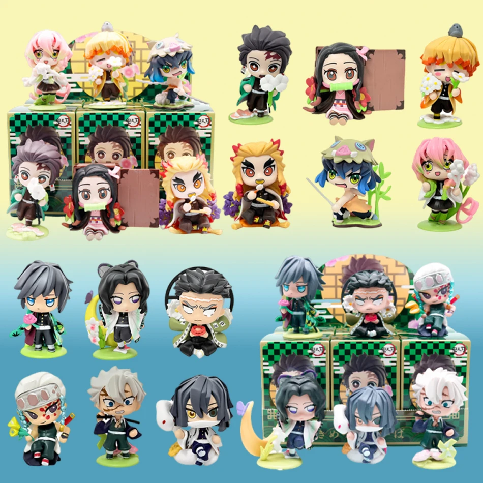 Ghost Annihilation Blade è Born Flower Scatola cieca fatta a mano Carbone Zhilang You Bean Q-Versione Modello fatto a mano in PVC Ornamento Regalo