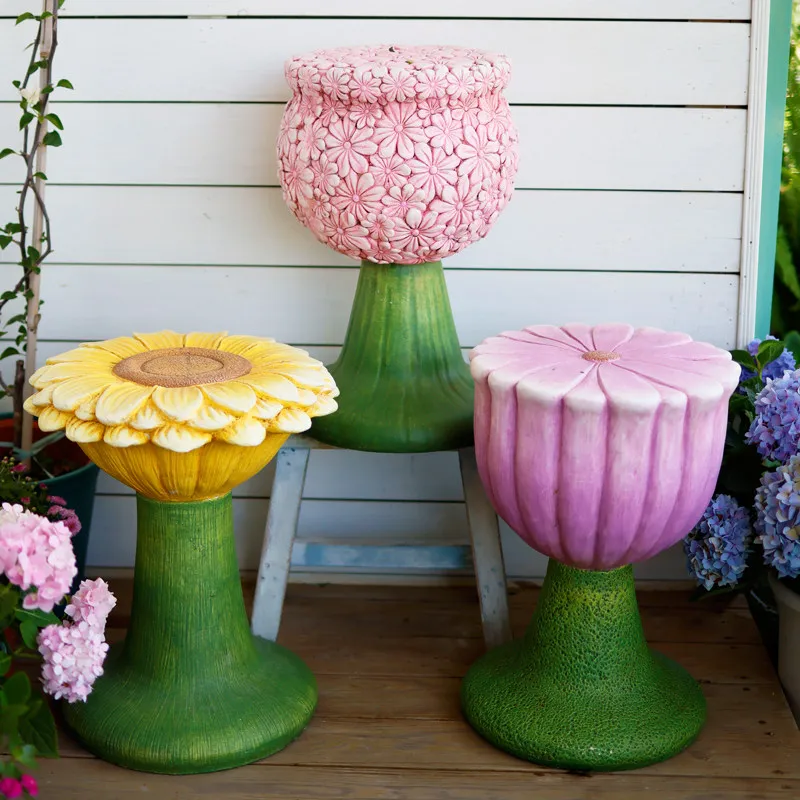 Garden flower pot base creative decorative ornament outdoor garden balcony landscaping arrangement flower stand small stool chai