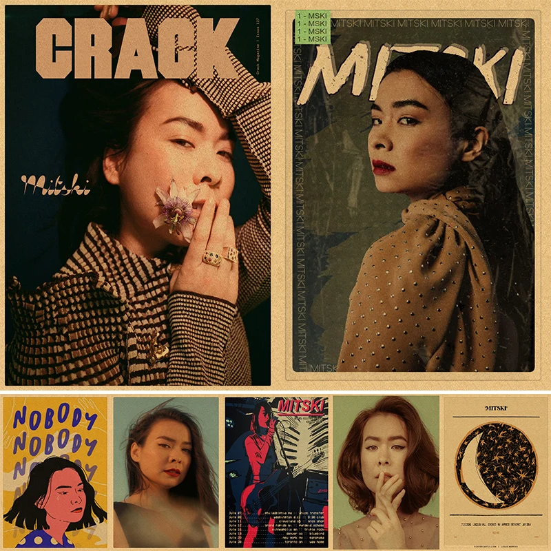 Retro Pop Rock Singer Mitski Poster Aesthetic Rapper Music Album Magazine Cover Guitar Print Wall Art Home Room Decor 4K HD