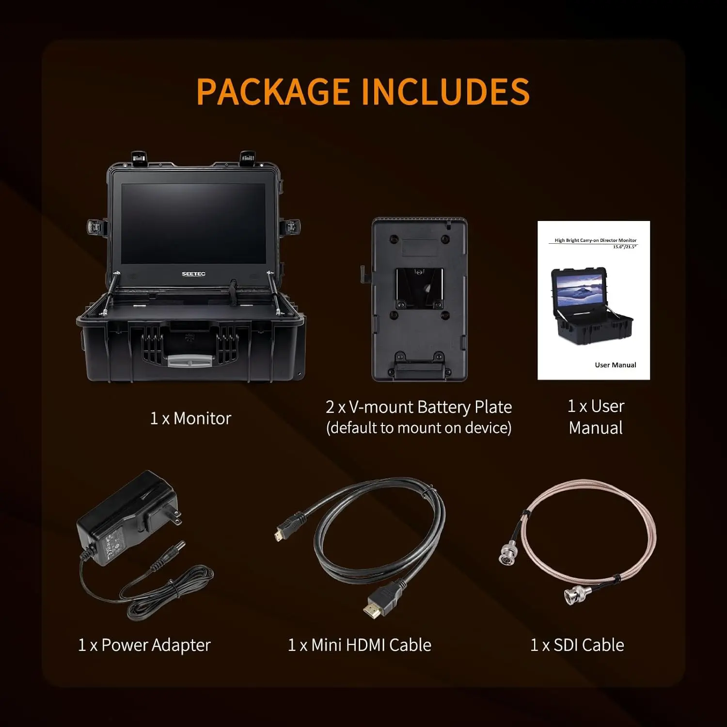 21.5 Inch 1000nit Broadcast Director Monitor WPC215 Portable Carry Case Design LUT Waveform HDMI SDI In Out USB Port