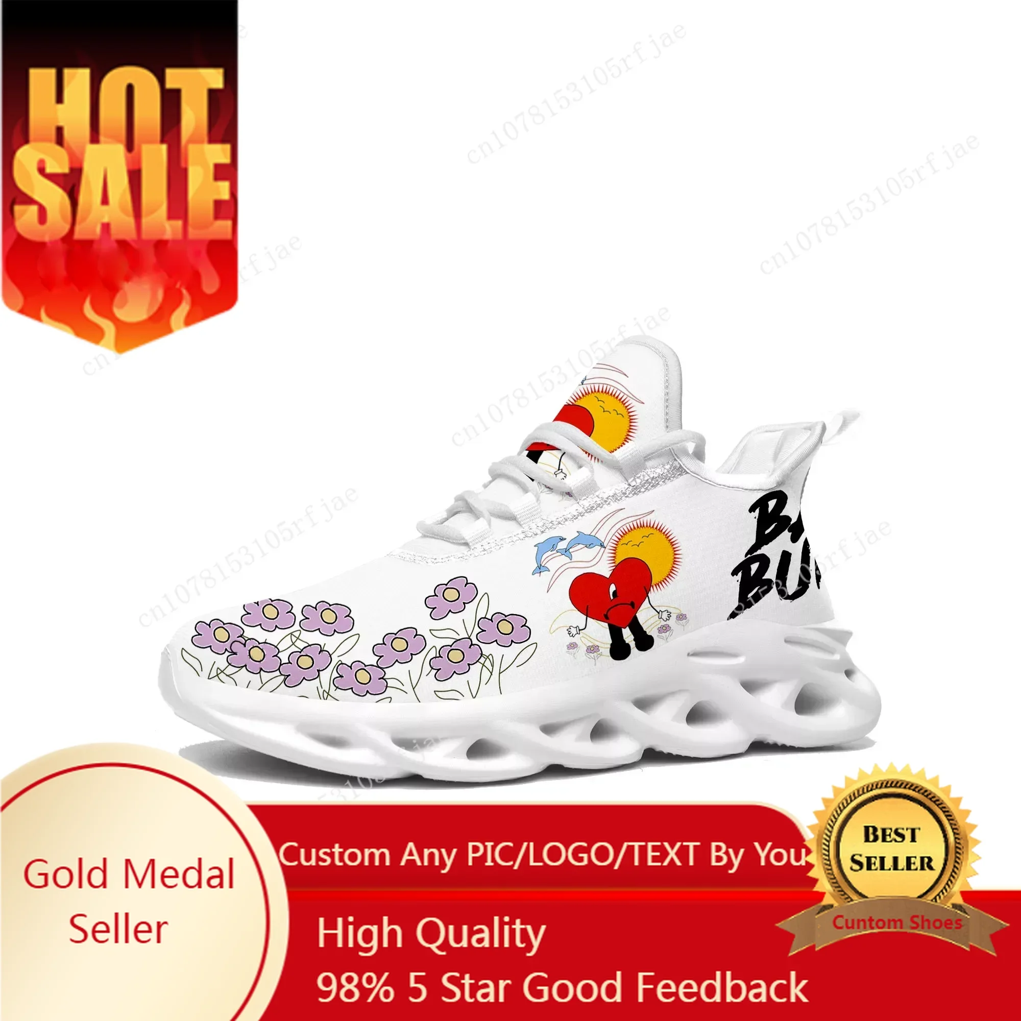

Bad Bunny Flats Sneakers Mens Womens Hot Hip Hop Rapper Sports Running Shoe Sneaker Lace Up Mesh Footwear Tailor-made Shoe White