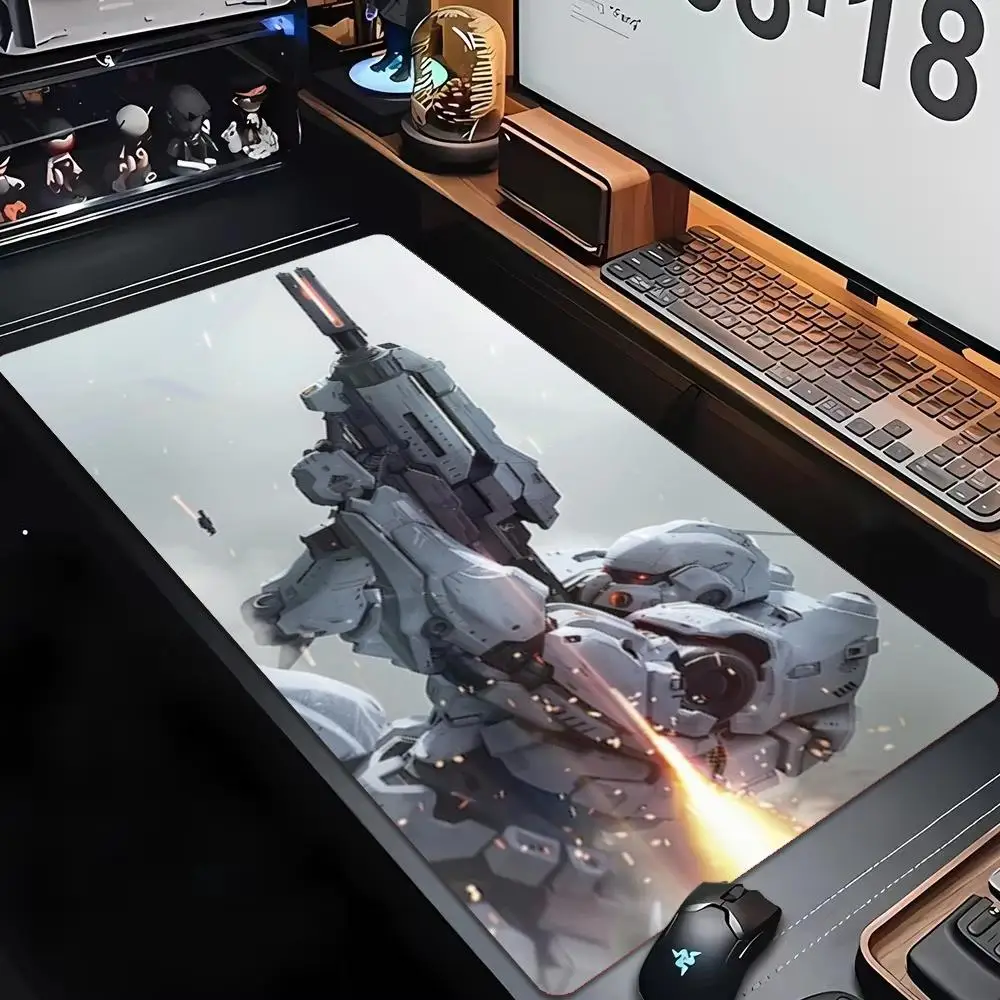 XXL Gaming Mouse Pad Combat Mecha Robot Medieval Knight Non-Slip Rubber Deskmat Keyboard Mat Sci Fi Warrior Pc Gamer Gaming Mats