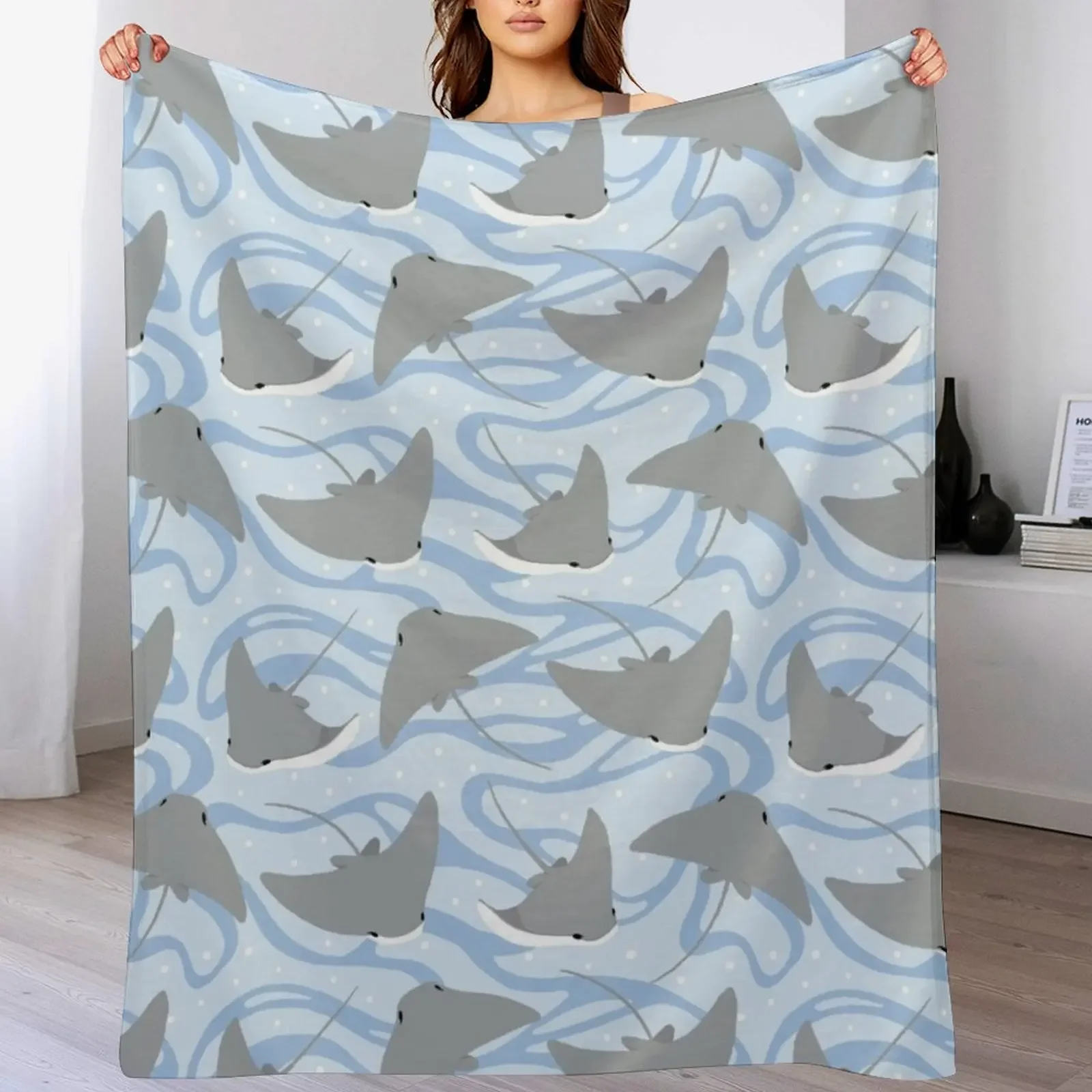 Stingrays - Cownose Ray - Sticker Pack Throw Blanket Fashion Sofas Shaggy Blankets