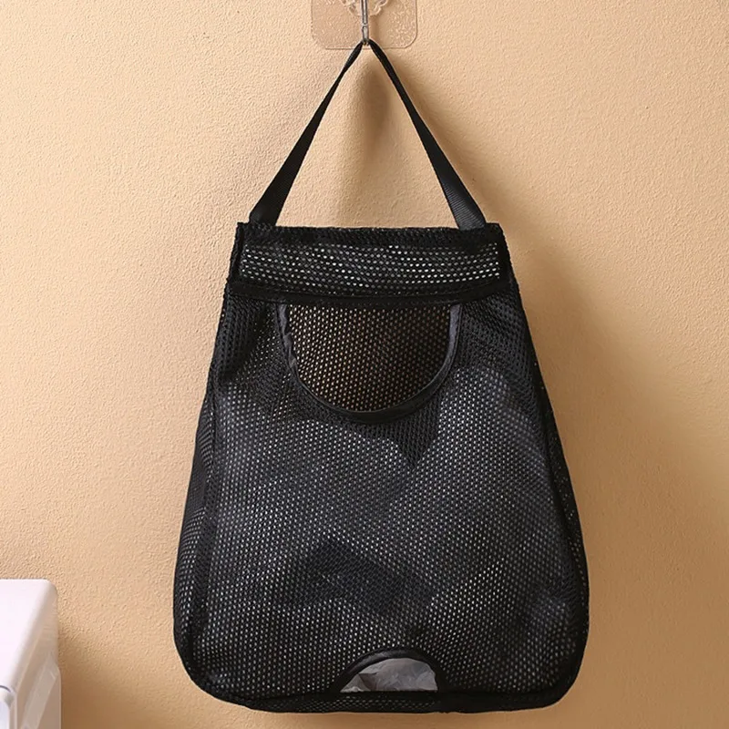 Garbage Bag Storage Box For Plastic Bag Wall Hanging Bag Washable Mesh Storage Bags Plastic Bag Holder Dispenser Kitchen Tools