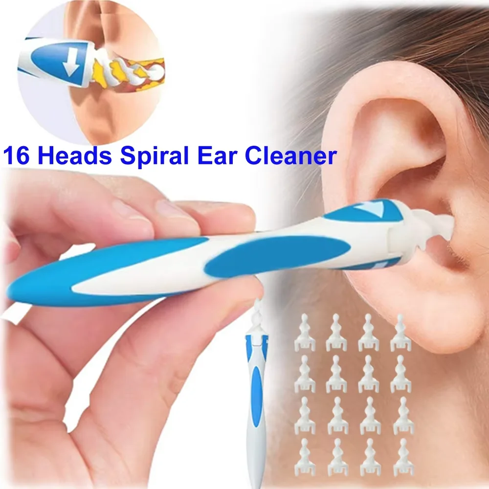 Spiral Ear Oil Remover Portable Soft Ear Oil Remover For Adults And Children Ear Wax Cleaning Tool 16 Head Ear Wax Cleaning Tool