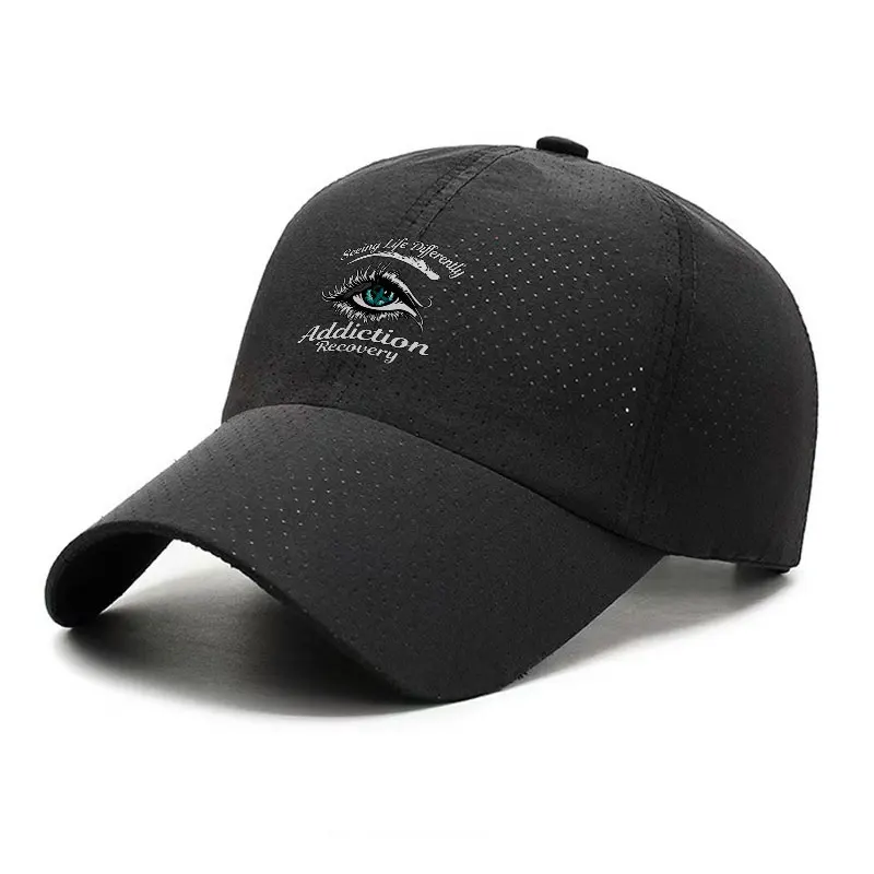 Addiction Recovery Eye Graphic Black Quick Dry Baseball Cap Breathable Lightweight Adjustable Sports Hat