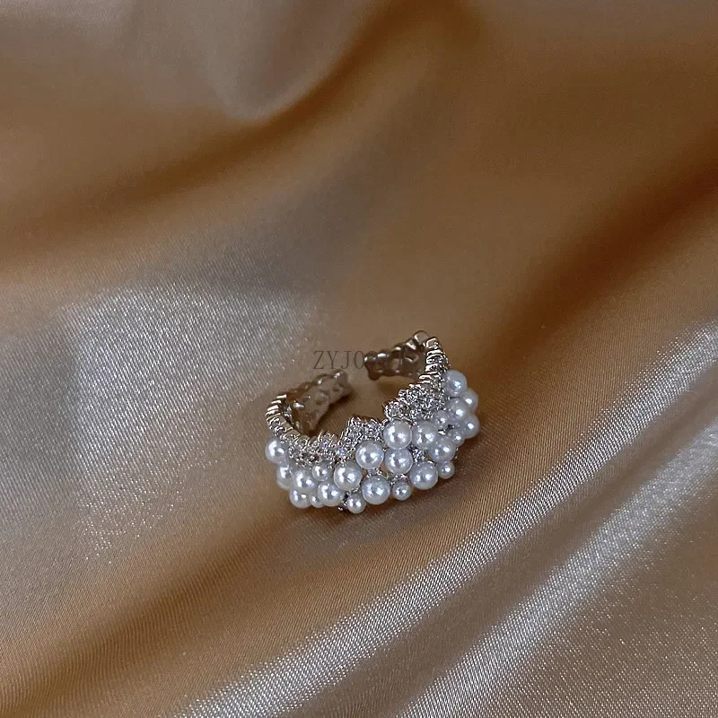 프랑스 지르콘 진주 검지 반지 꼬리 반지 여성 새끼 손가락 틈새 하이 엔드 오픈 반지