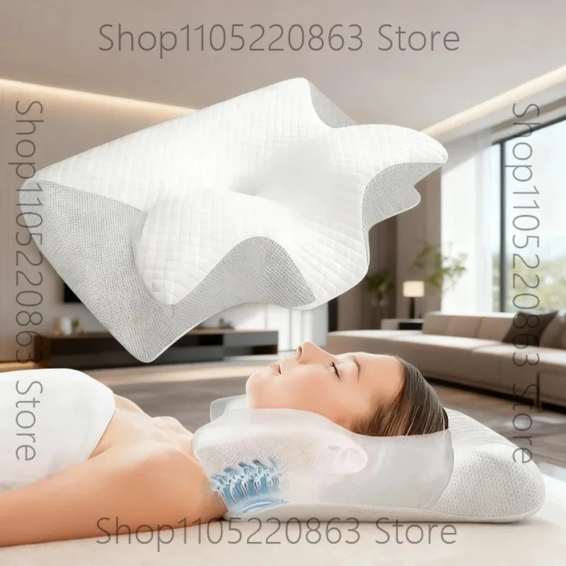 Sleep Memory Pillow Butterfly Memory Foam Neck Pillows Contoured Sleep Stomach Support Comfortable Pillow