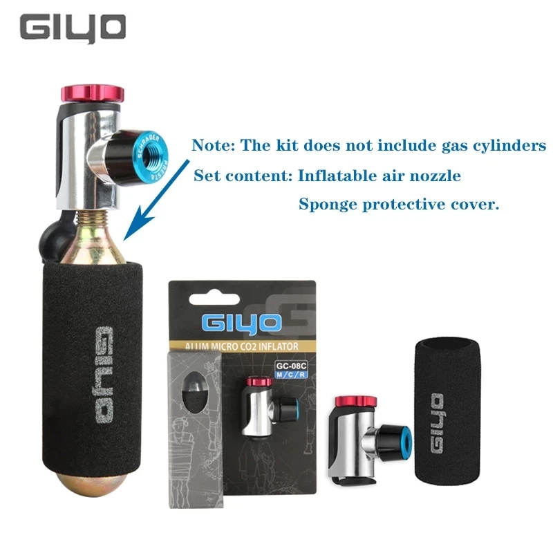 GIYO – gonfleur de CO2 pour vélo, pompe Schrader Presta, Tube de pneu en aluminium, Mini pompe vtt, sans cartouche de CO2, outils de réparation de cyclisme