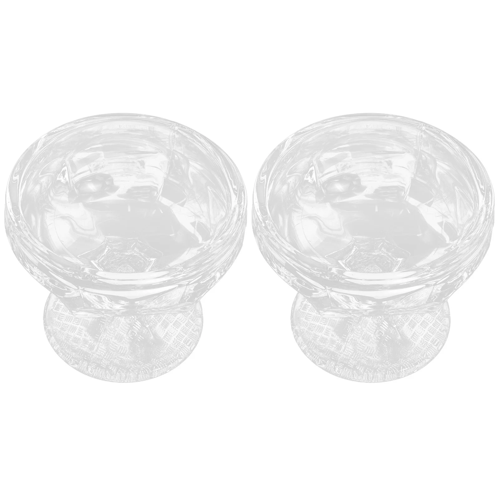 

2Pcs Clear Glass Bowl High Base Sundae Cup Pudding Yogurt Dessert Reusable Safe Sturdy Creative Beautiful Design