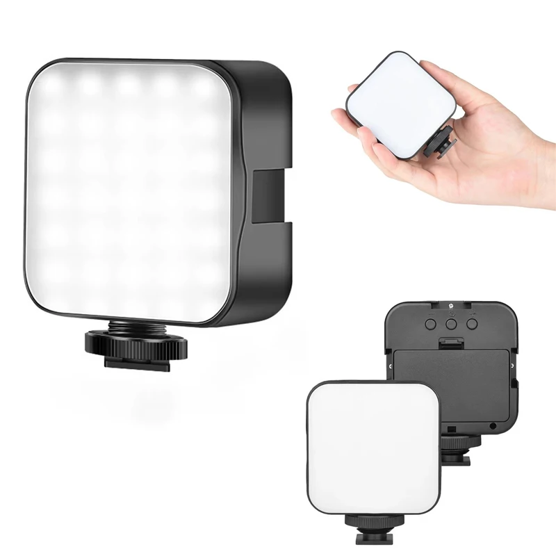 Portable Mini LED Video Light Photography 6500K Fill-in Lamp Dimmable Hot Shoe Mount Adapter For Canon/Nikon/Sony DSLR Camera