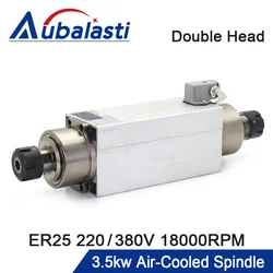 CNC Double Head Air Cooled Spindle Motor Metal Milling 3.5kw ER25 220V 380V 18000RPM for CNC Router Metal Milling GDK100-12-24Z