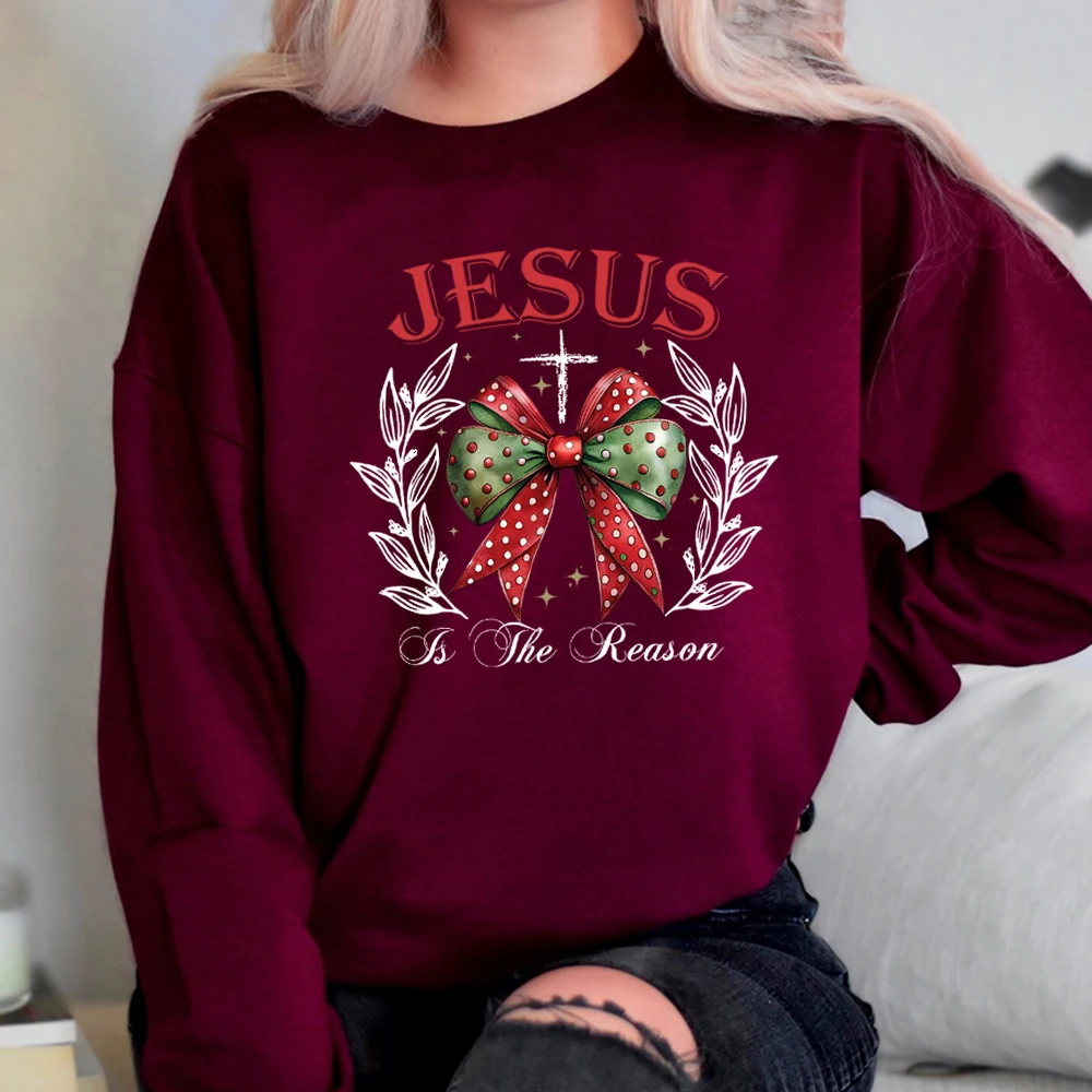 Jesus Is The Reason for The Season Sweatshirt Christmas Season Shirt Christmas Coquette Bow Sweater Christmas Jesus Sweatshirts