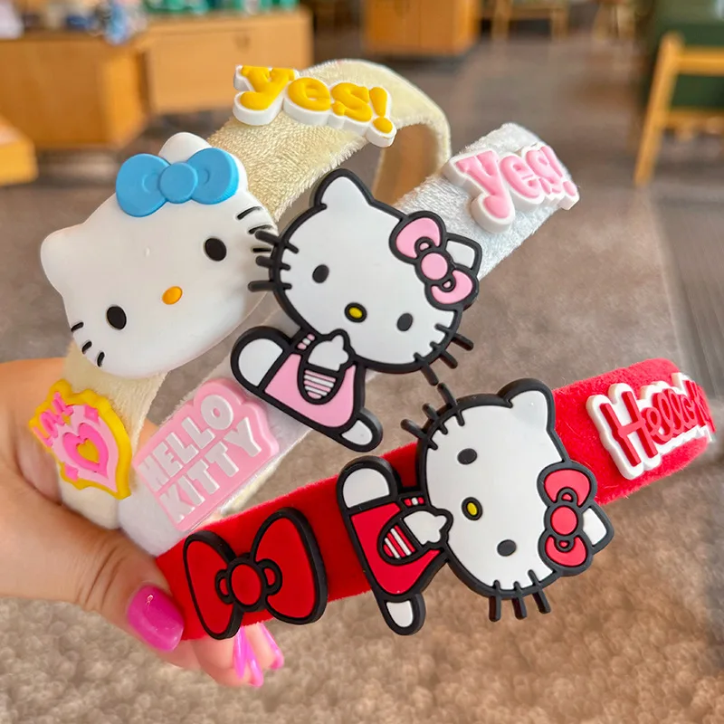 

Sanrio New Hello Kitty Headbands Yk2 Hair Chips Cute Cartoon Anime Girl Kawaii Kids Hair Accessories Children for Gifts