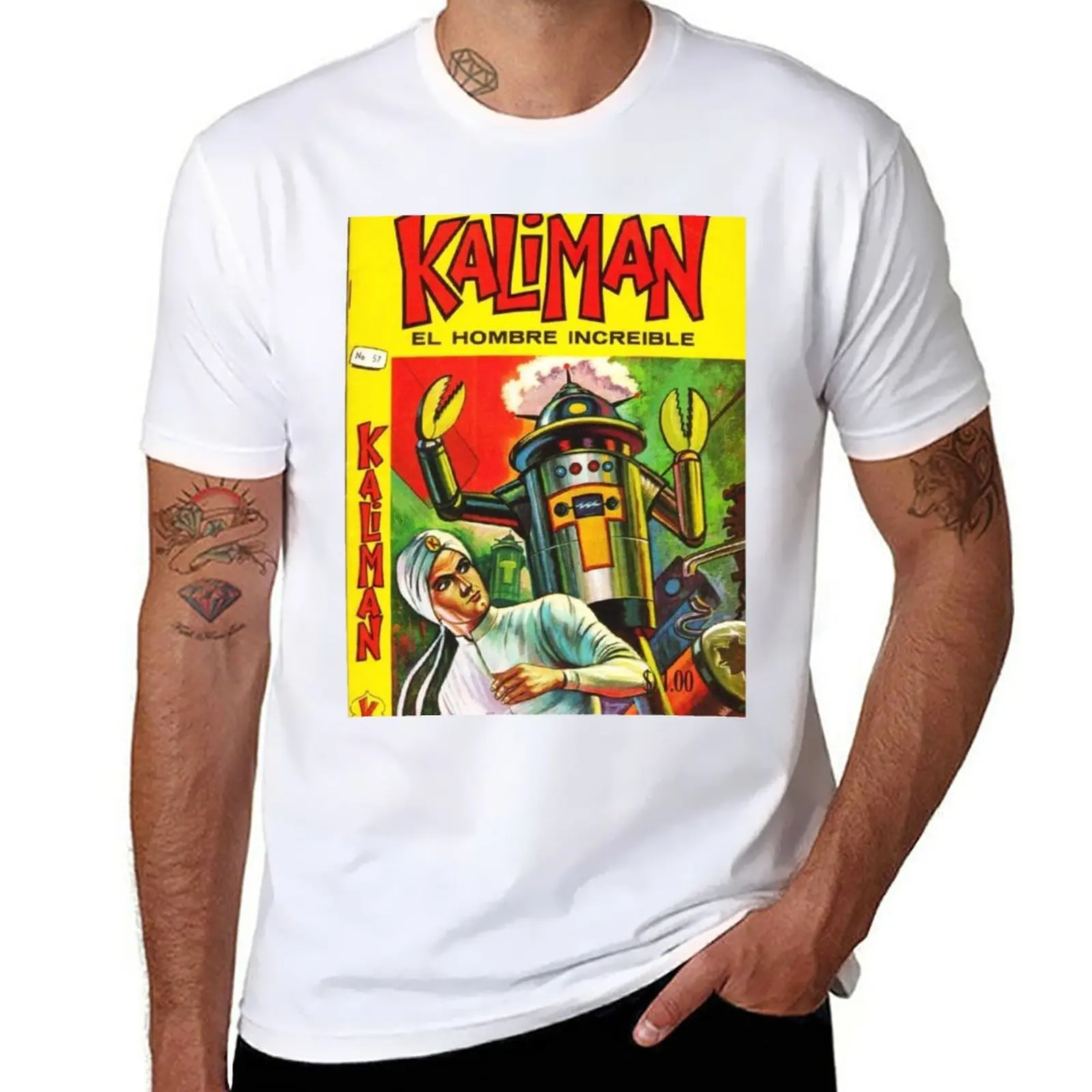 New KALIMAN VS ROBOT T-Shirt vintage clothes aesthetic clothes kawaii clothes oversized t shirts for men