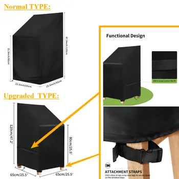 Voděodolné potahy na zahradní židle z oxfordské tkaniny s UV filtrem 210D, venkovní stohovatelné potahy na židle, potahy na zahradní židle, chránič nábytku 8 nejlepší prodej nepromokavé potahy na židle - №3