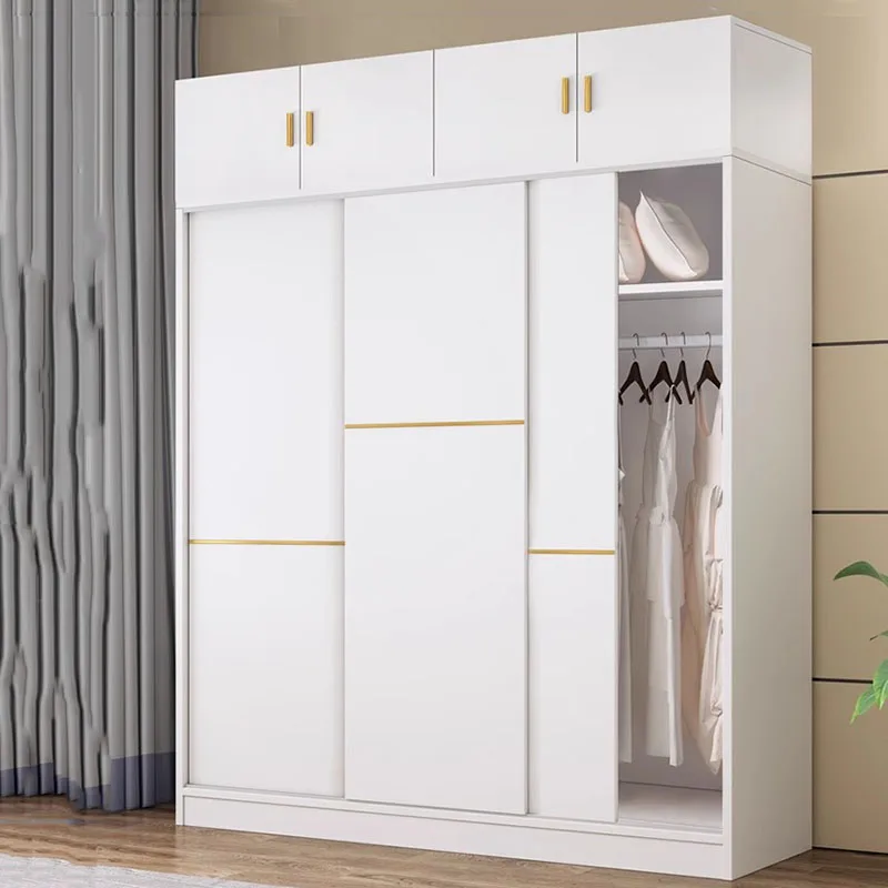 Shelf Adjustable Wardrobe White Nordic Apartment Wooden Wardrobe Storage Portable Roperos Para La Habitacion Home Furniture