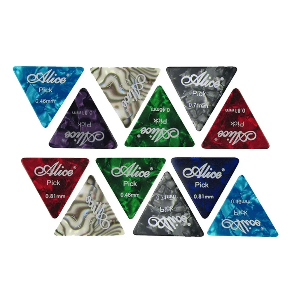 12pcs Triangle Picks For Guitar Celluloid Material Assorted Thicknesses 0.46MM 0.71MM 0.81MM 0.96MM 1.2MM 1.5MM