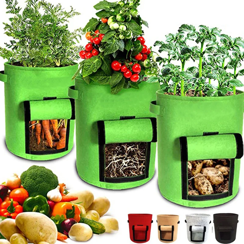 

Potato Grow Bags with Window Vegetable Grow Bags Double Layer Premium Breathable Nonwoven Cloth for Potato/Plant Container