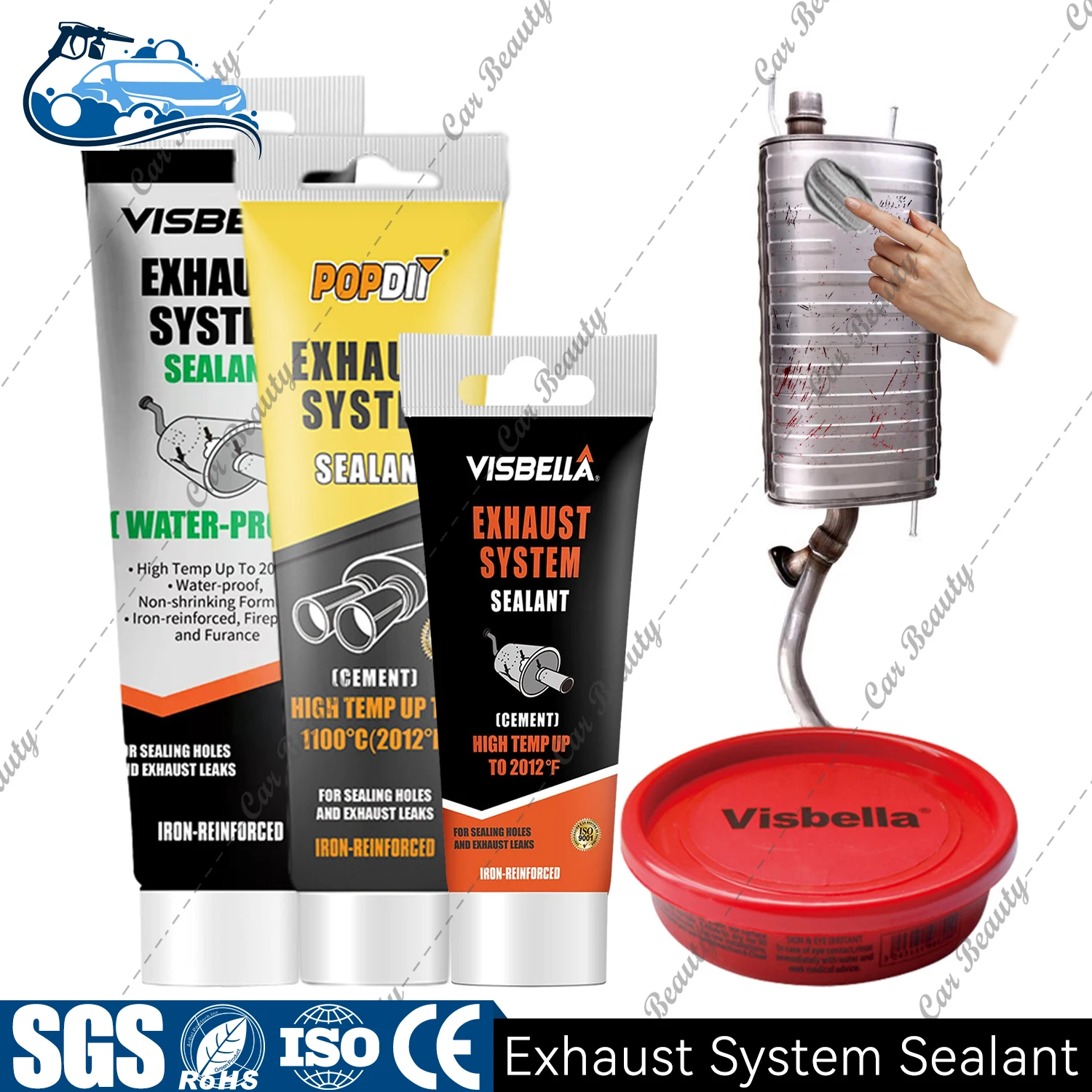 Exhaust System Repair Putty Curing Sealant Adhesive Sealer for Manifold Catalytic Converter Muffler Tailpipe Pipe Crack Hole 75g
