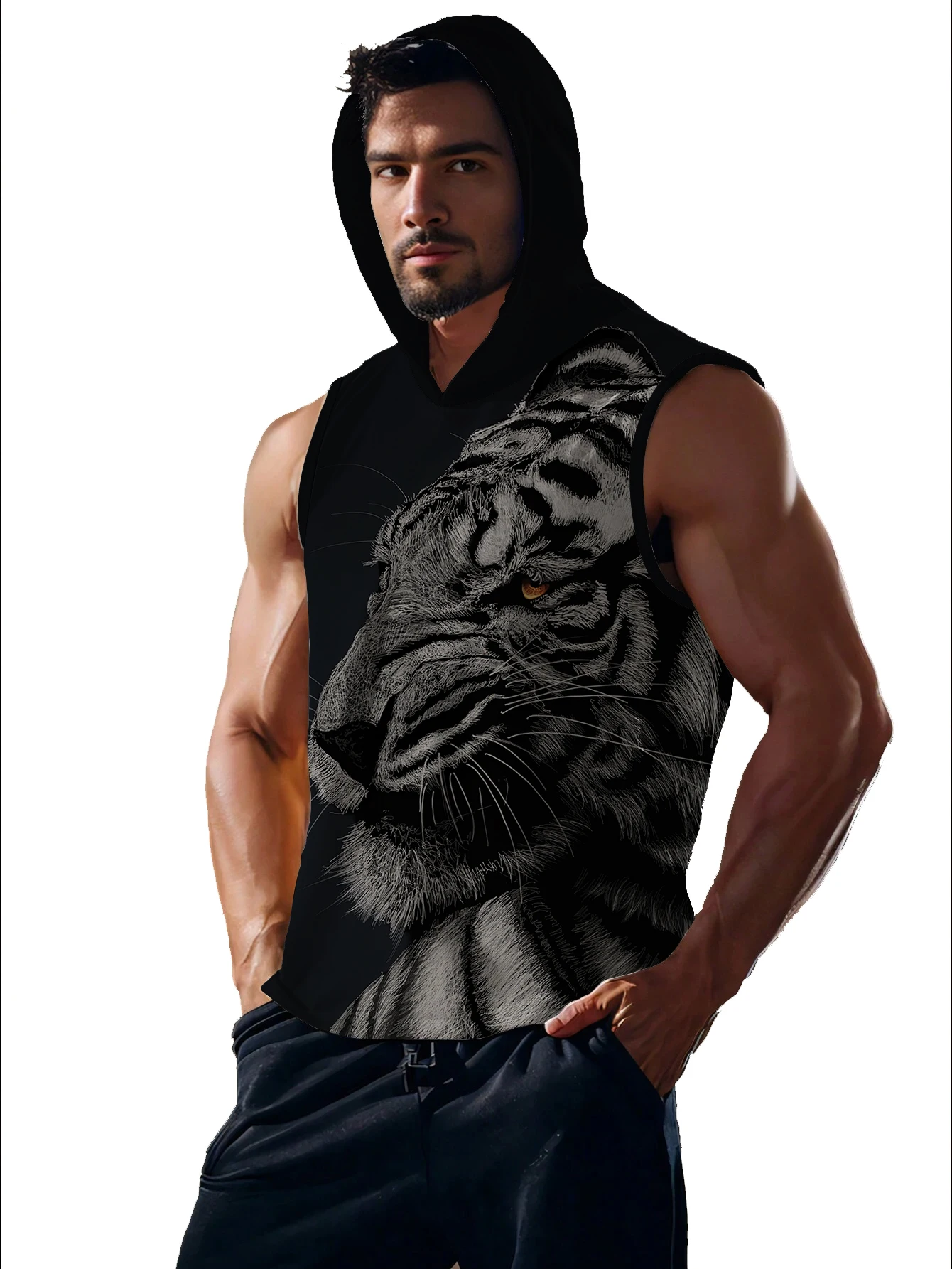 

Tiger 3D printed T-shirt Men 2025 Summer Cool fashion casual sports Breathable outdoor fitness quick-drying vest top T-shirt