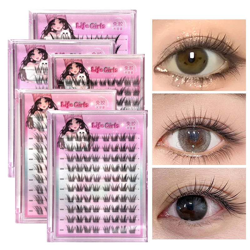 Sztuczne rzęsy Life Girls Fox, bez kleju, naturalne na zdjęciach, mikro-kręcenie, gęste, naturalny makijaż, dla początkujących.