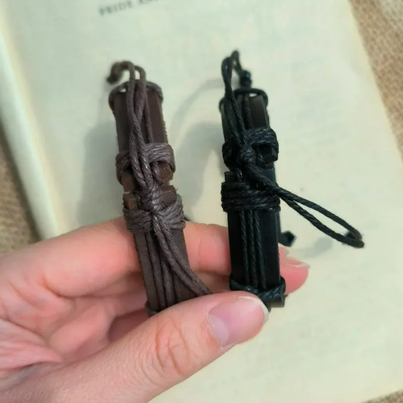 1/2 قطعة بولي Leather الجلود الصليب المنسوجة يدويا أساور للرجال النساء ريترو الشرير المعادن الصليب الكتاب المقدس قابل للتعديل أساور الأساور الهدايا