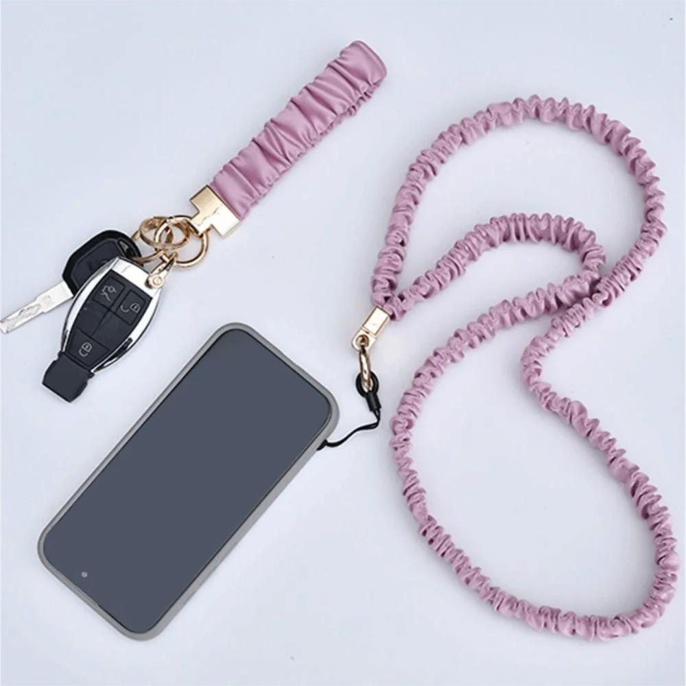 Safety Breakaway Buckle ID Badge Lanyard Adjustable Elastic Material Stretchy Scrunchie Style Elastic Key Lanyard