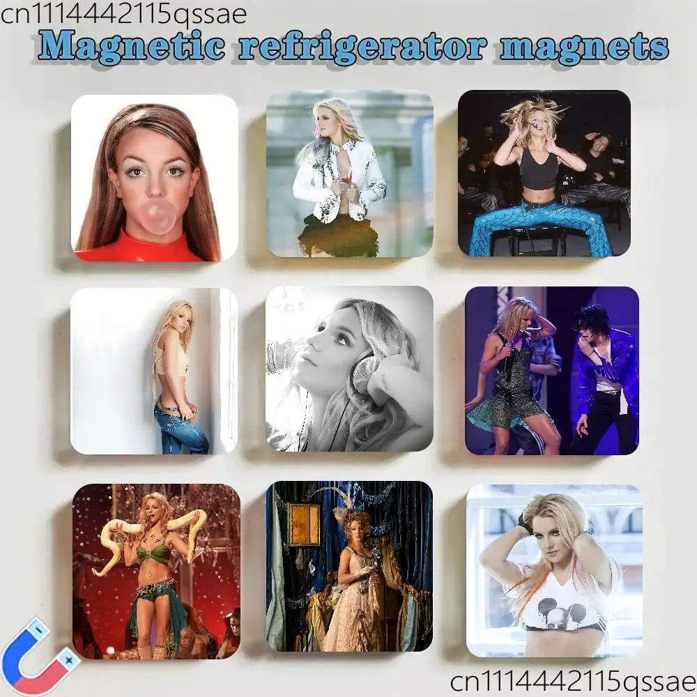 FOR Britney Spears Acrylic Refrigerator Magnets Square Sticker Kitchen Office Decor Creative Birthday Craft Gift
