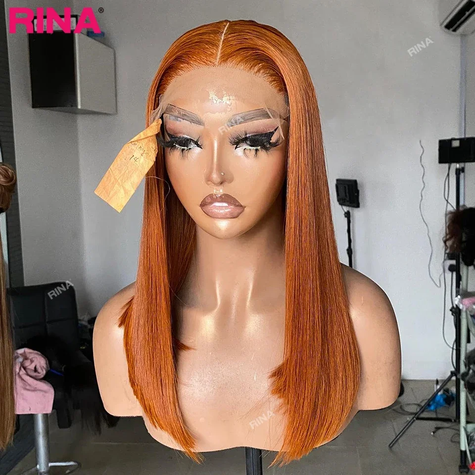 

Ginger Orange Straight Bob Wig 180 Density Lace Front Human Hair Wigs for Women Human Hair Brazilian 13x4 Lace Front Wigs