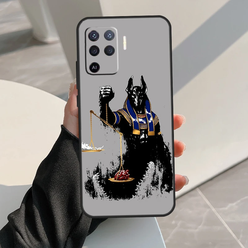 مصر نفرتيتي أنوبيس عنخ حافظة لهاتف اوبو A5 برو A15 A17 A57 A77 A18 A38 A58 A78 A98 A94 A74 A54 A16 A76 A96 A40 A60 A80 #5