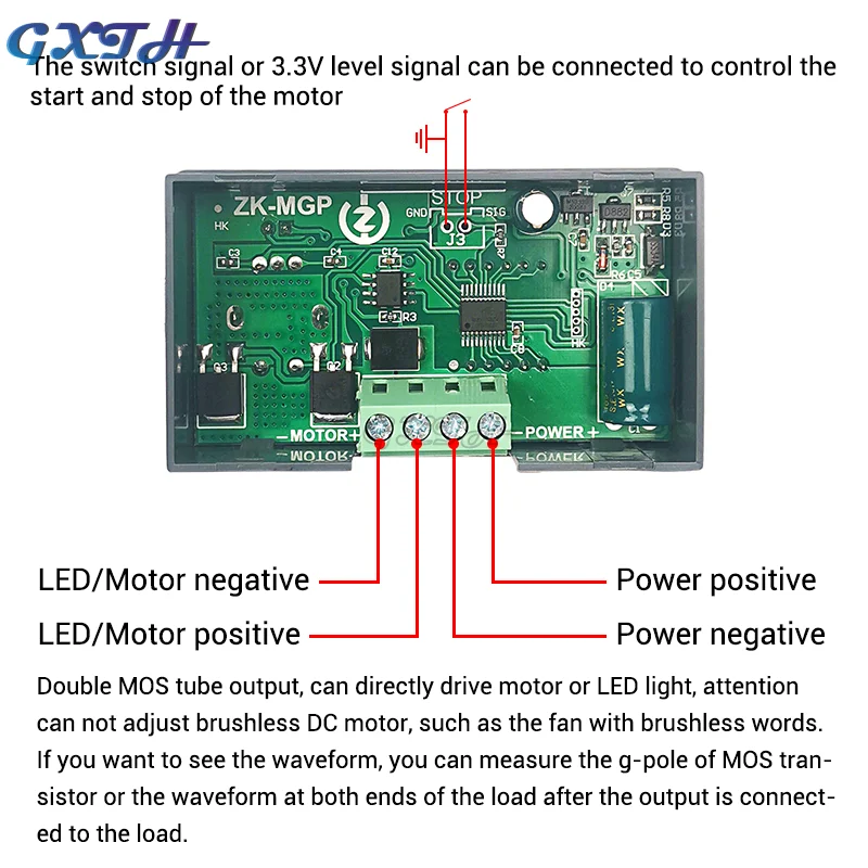 12A DC Motor Governor 5-30V 360W PWM Motor LED Dimming Slow Start Slow Stop ZK-MGP