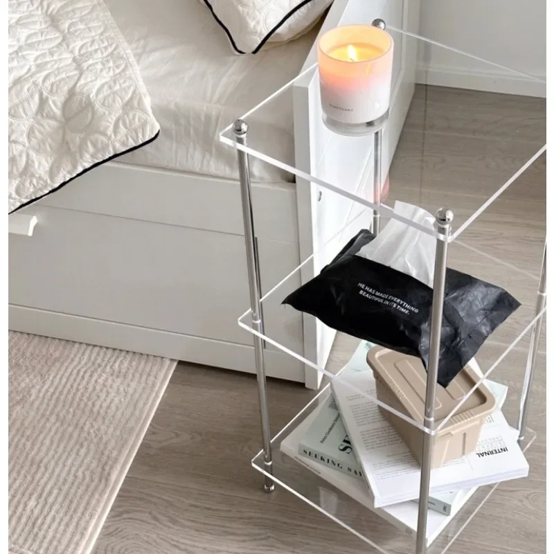 Acrylic multi-layer shelf medieval mobile trolley simple sofa side few bedside tables