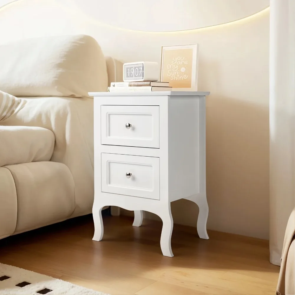 

Set of 2 Nightstand, Side Table Night Table,White