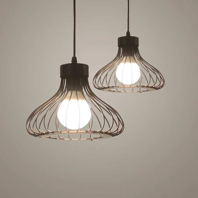 

Metal Retro Industrial-style Iron Birdcage Iron Retro Light E27 Walkway Kitchen Home Decor Fixture Black Pendant Lamp