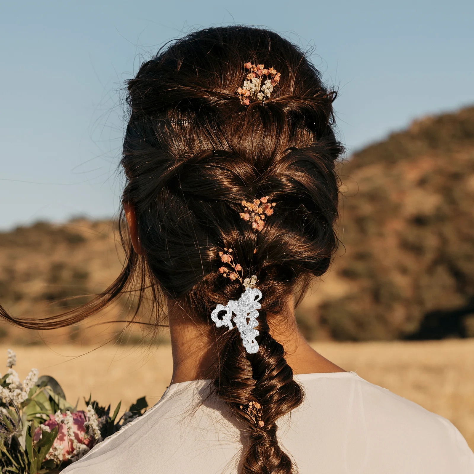 

Rhinestone Hair Clip Bridesmaid Claw Jewelled Clips for Women Glitter Crystal Hairpin Flash