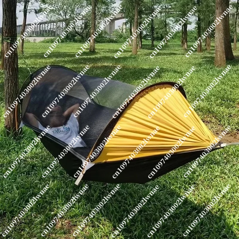 Outdoor Camping Nylon Fabric Hammock Large Space Anti-rollover Mosquito Net Hammocks Wear-resistant 200KG Load-bearing Hammock
