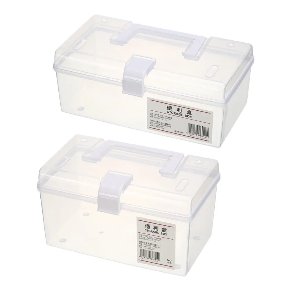 

2Pcs Large Capacity Medical Box Transparent Portable Medicine Storage Container Home Use First Aid Case with Handle